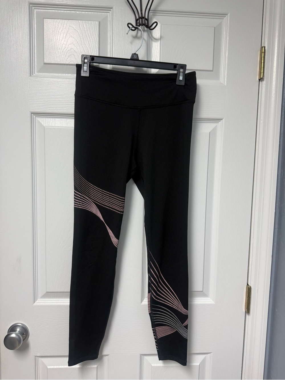 H&M Black Leggings with Pink Wave Accent